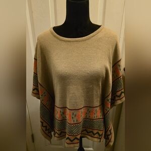 Karlie Beige and Orange Patterned Sweater